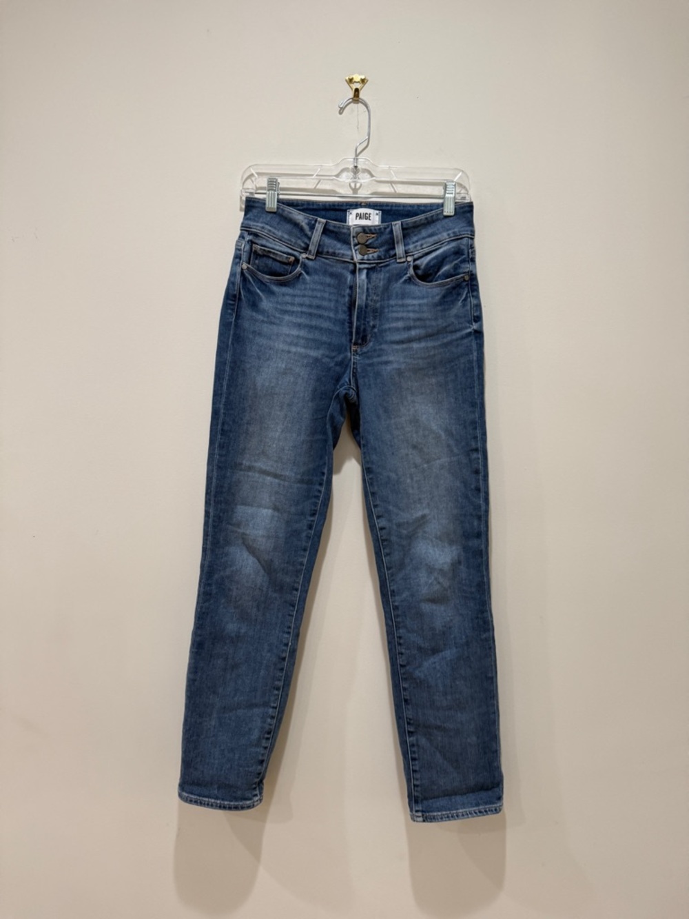 PAIGE Straight Leg Jeans in Medium Blue